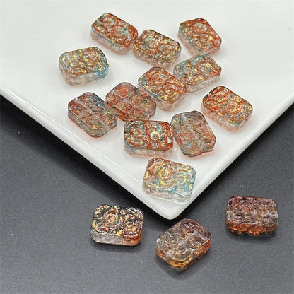Square Glass Beads 13x23mm Transparent Electroplated Pastel 100pcs 16