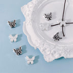 Butterfly Metal Beads 12mm Symmetrical Antique Silver Tone 100pcs