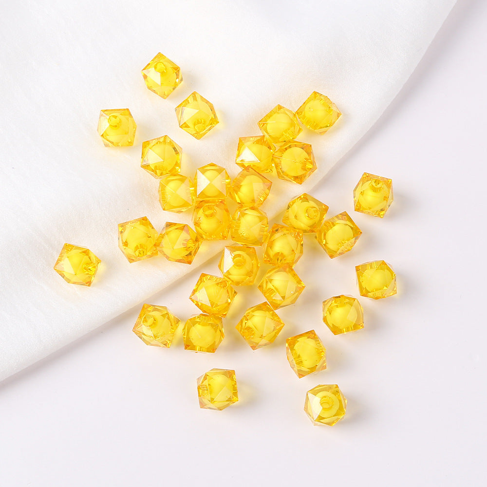Faceted Acrylic Sago Beads 8-10mm Glossy Translucent 100pcs 11