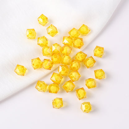 Faceted Acrylic Sago Beads 8-10mm Glossy Translucent 100pcs 11