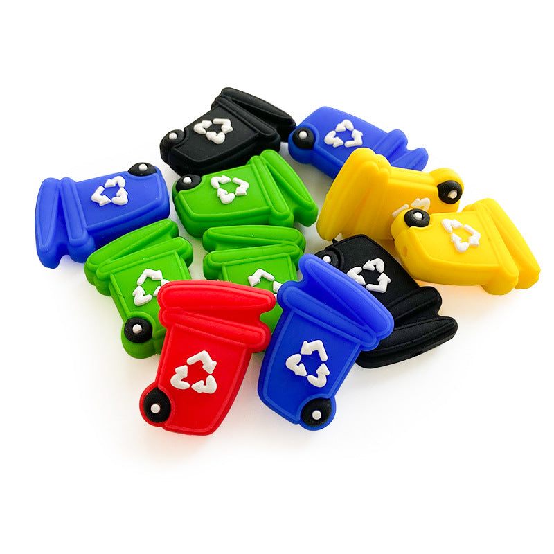Silicone Focal Beads Garbage Bin With Slightly Open Lid 20pcs 3