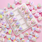 Hand Painted Hi Bow Acrylic Beads 20mm 33mm Pastel Colors 5pcs 2