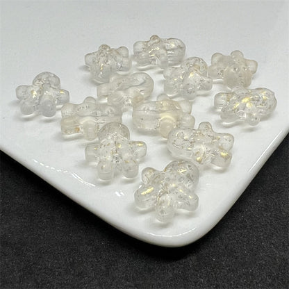Frosted Gingerbread Man Glass Beads 14x15mm Colorful 100pcs 2