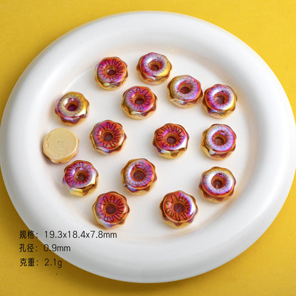 Plating Caramel-Glazed Donut Resin Beads 18mm 10pcs 7