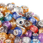Resin Spacer Beads 14mm Transparent Glitter Powder 100pcs