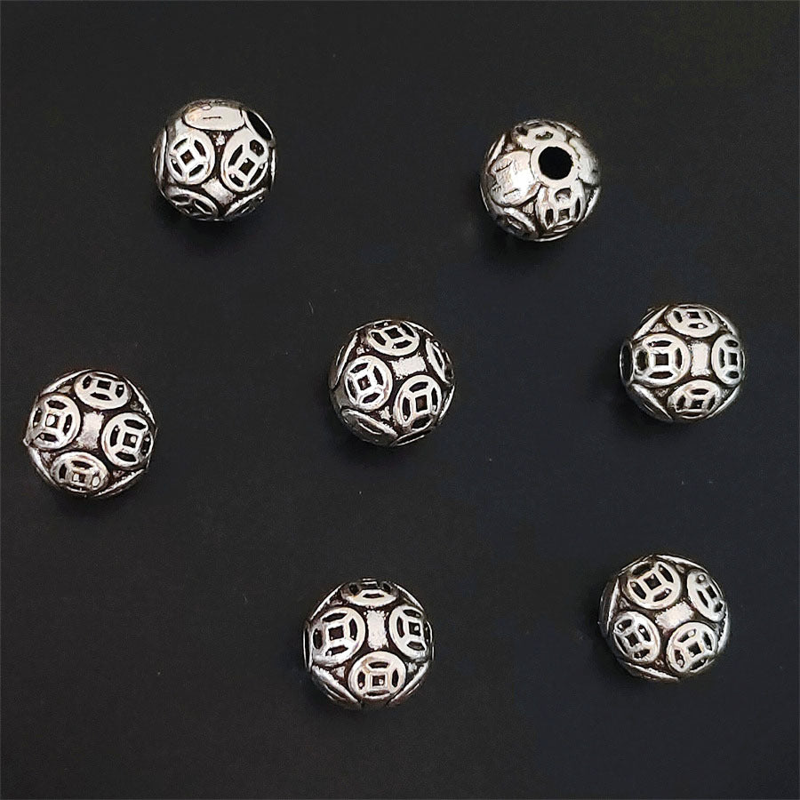 Round Metal Beads 9mm Ancient Coin Pattern Alloy 30pcs 3