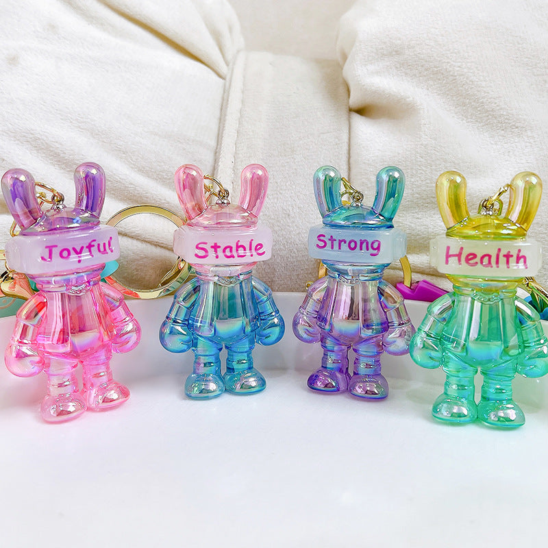 Acrylic Jelly Gradual Color Space Rabbit Keychain Creative Design 2