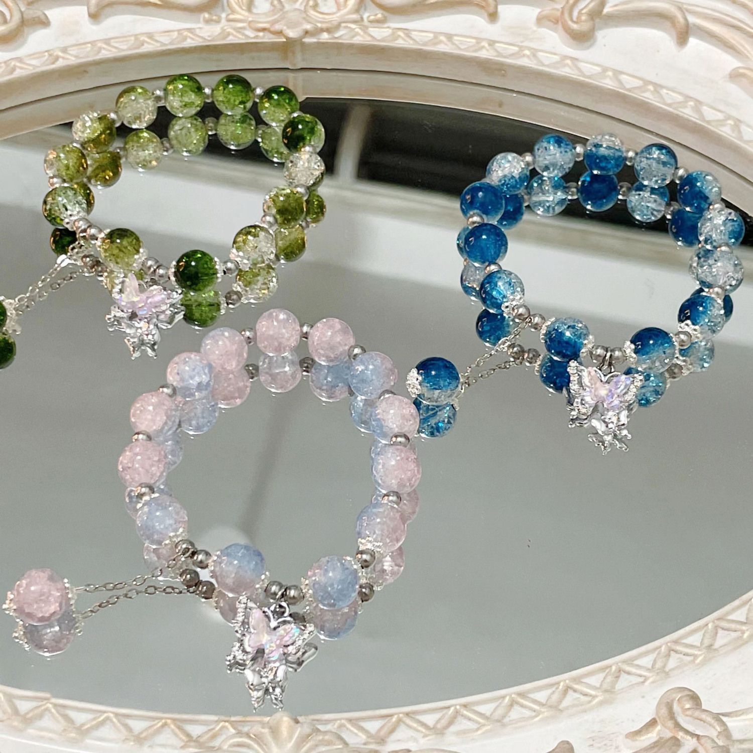 Crackle Glass Beads Round 10mm Transparent Mixed Colors 50pcs 4