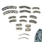 Tube Metal Beads Tibetan Hollowed-out Flower Pattern Vintage Silver Tone 20pcs 5