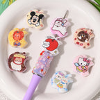 Cartoon Pattern Apple Shaped Acrylic Beads 23mm Playful Design 10pcs