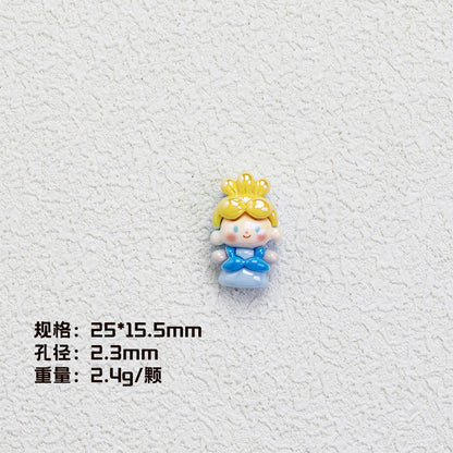 Disney Princess Series Vertical Hole Resin Beads Chibi Style 20pcs 10