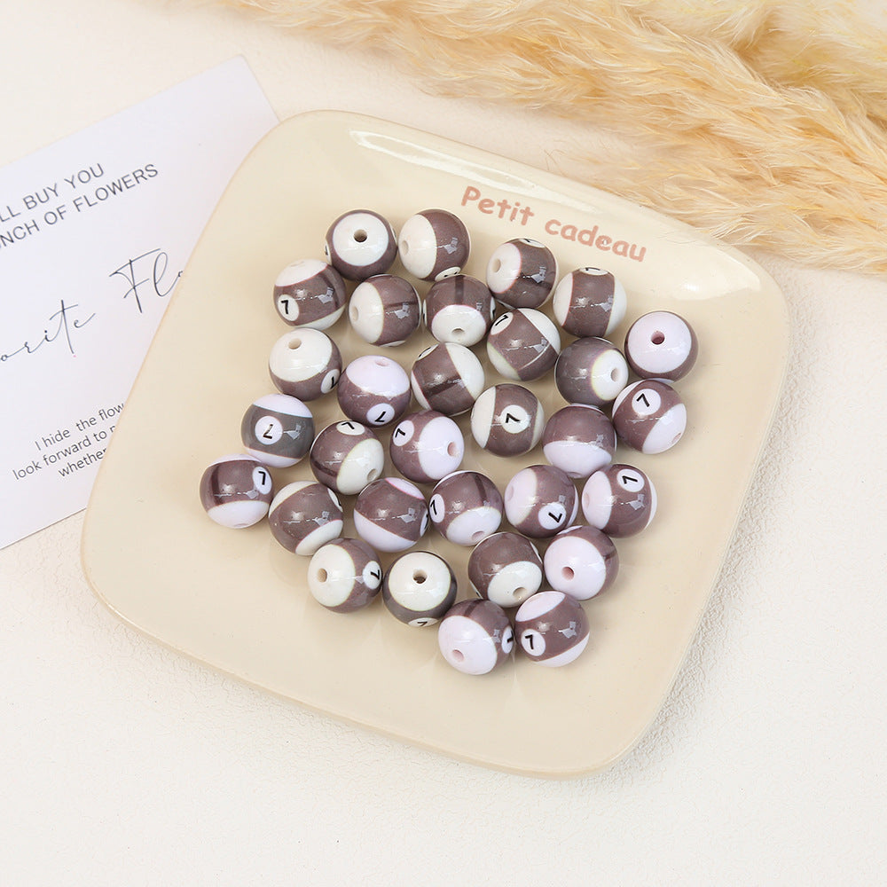 Painted Billiards Acrylic Beads 16mm Creative Colorful 100pcs 12