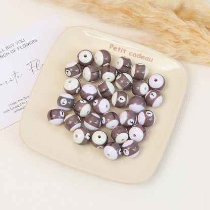 Painted Billiards Acrylic Beads 16mm Creative Colorful 100pcs 12