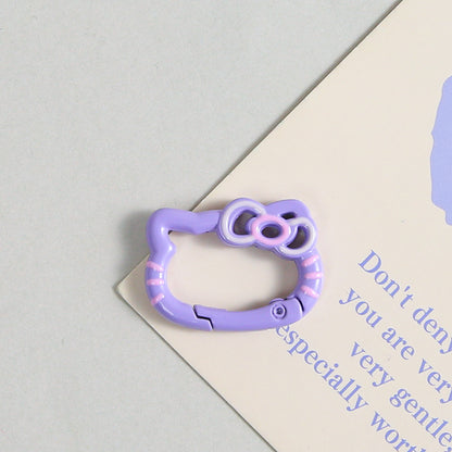 Zinc Alloy Kitty Trigger Spring Keyrings Painted Colorful 6pcs 16