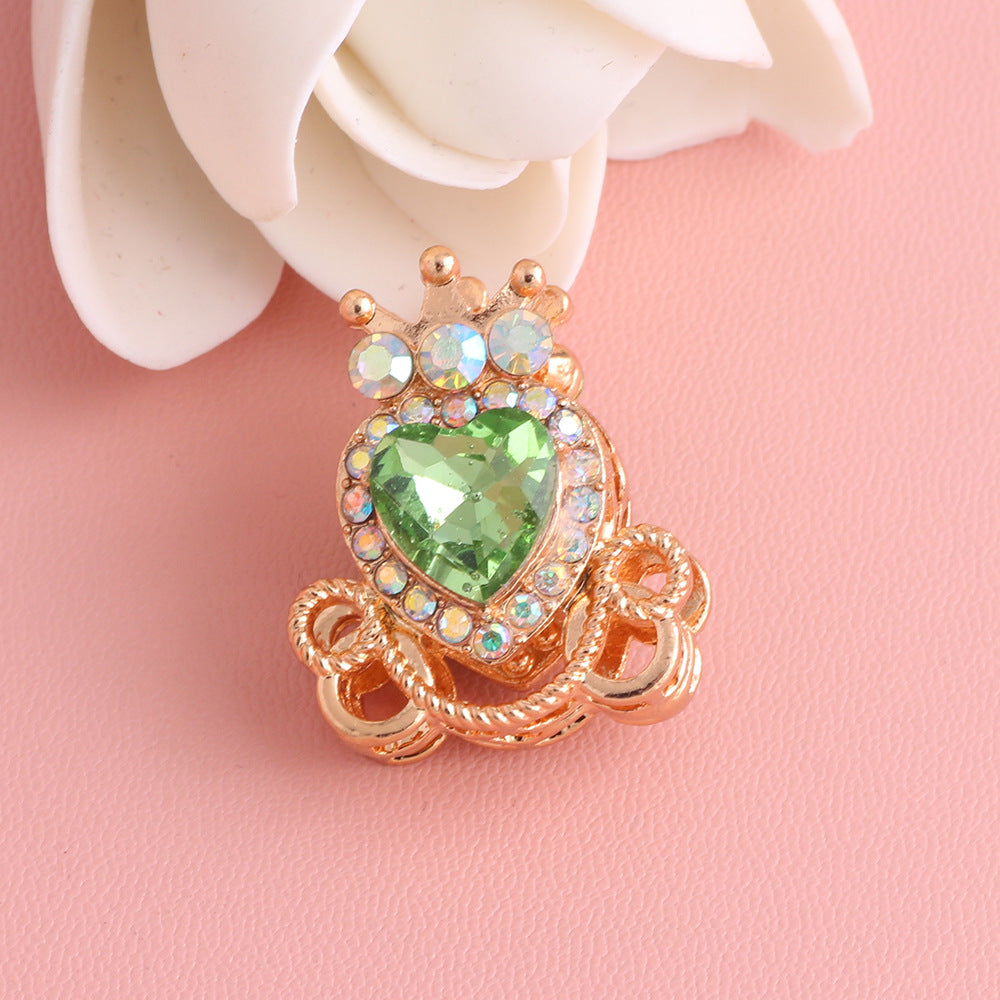Heart Pumpkin Carriage Rhinestone Beads 28mm Alloy Pave Multi Color 5pcs 21