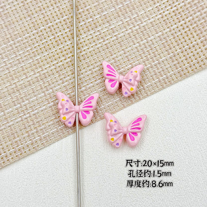 Flower Butterfly Metal Beads 16-20mm Baking Painted Glossy Finish 10pcs 14