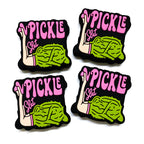 Silicone Focal Beads Vpickle Polychrome Graphic Pink Lettering 20pcs 3