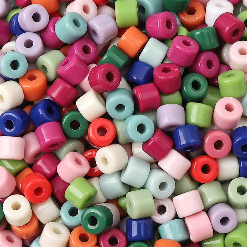 Cream Colored Pony Beads Acrylic 6mm Matte Wide Hole 50pcs 24