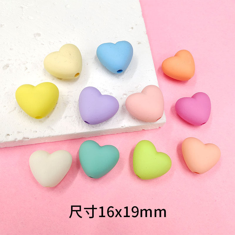 Rubberized Spray Painted Heart Acrylic Beads 16x19mm Macaron Color 50pcs 2