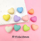 Rubberized Spray Painted Heart Acrylic Beads 16x19mm Macaron Color 50pcs 2