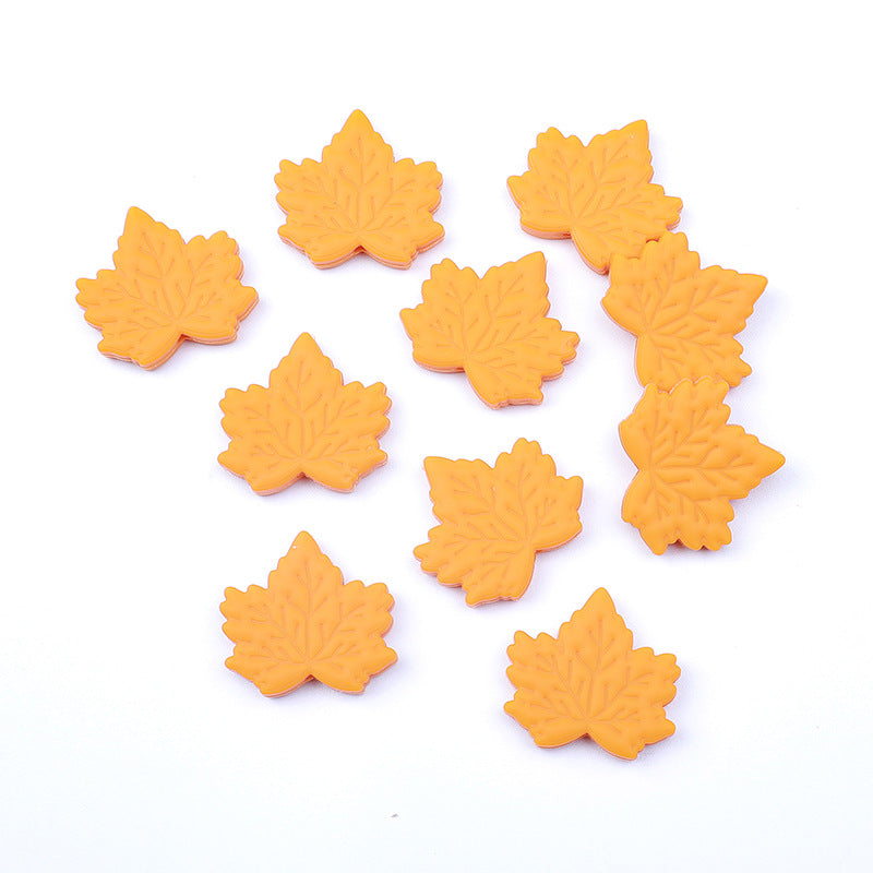 Silicone Focal Beads Maple Leaf Detailed Vein Patterns 20pcs 4