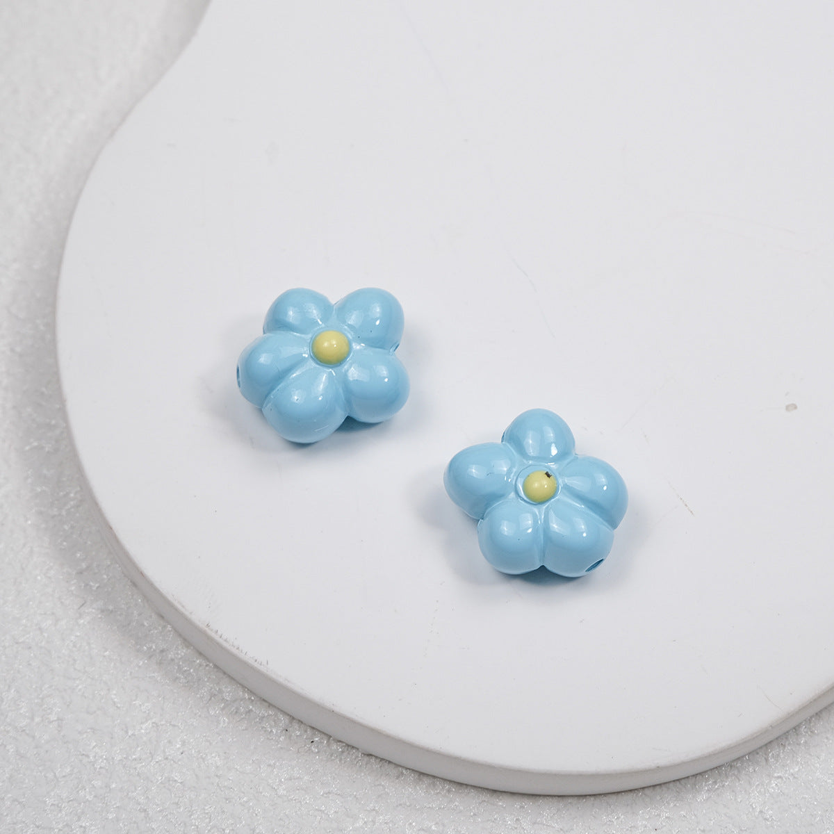 Hand Painted Irregular Flower Acrylic Beads 16mm Enamel Finish 50pcs 14
