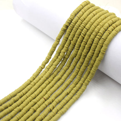 Flat Clay Beads 6mm Solid Color Polymer Spacer Discs 10strands 41