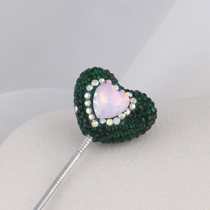Rhinestone Heart Clay Beads 24mm Colorful Sparkling 6pcs 19
