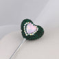Rhinestone Heart Clay Beads 24mm Colorful Sparkling 6pcs 19