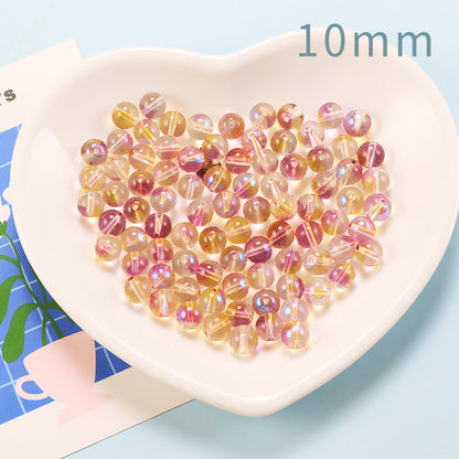 Transparent Double Color Glass Beads 10mm Glossy Shimmer 10pcs 9