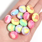 Two-Color Flat Round Bear Printed Acrylic Beads 18mm 10pcs 4