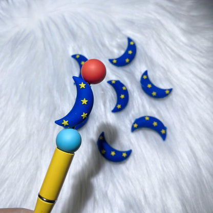 Silicone 3D Focal Beads Stars Moon Sun Smiling Face Colorful 20pcs 7
