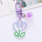 Acrylic Flower Keychain Colorful Tulip Design with Frosted Sphere Charm 9