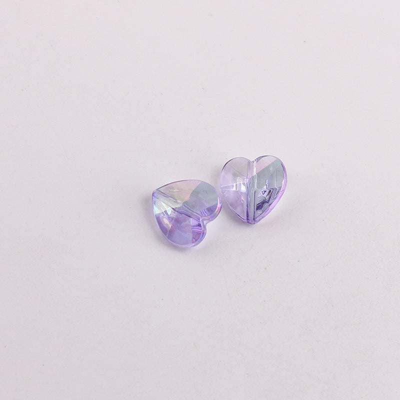 Plating Faceted Heart Acrylic Beads 13mm Transparent AB Colored 100pcs 14