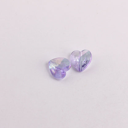Plating Faceted Heart Acrylic Beads 13mm Transparent AB Colored 100pcs 14