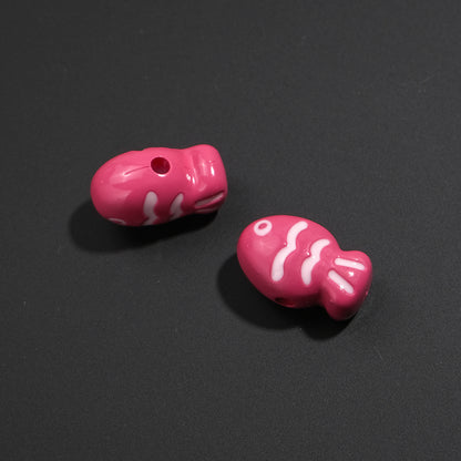Painted Fish Acrylic Beads 22mm Colorful Cute 20pcs 11