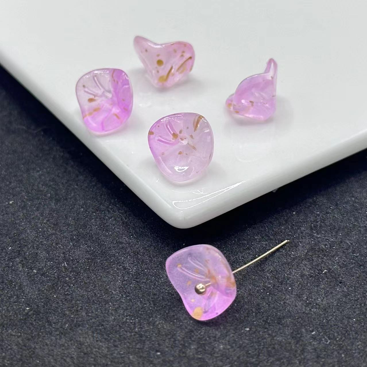 Czech Glass Beads Morning Flower Glory 9x12mm Translucent 100pcs 6