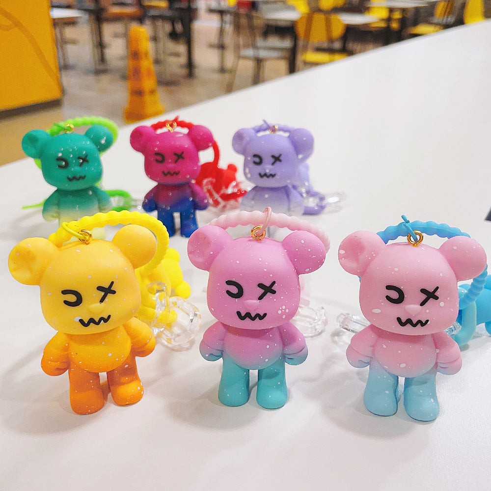 Creative Resin Cartoon Gradient Bear Keychain Metal Material 2