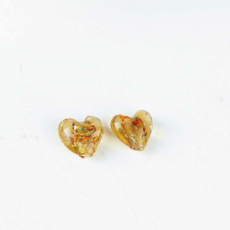 Vintage Japanese Hand Painted Heart Glass Beads 14-15mm 1pc 5