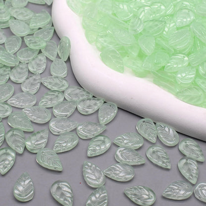 Vintage Czech Glass Leaf Glass Beads 11x18mm 100pcs 21