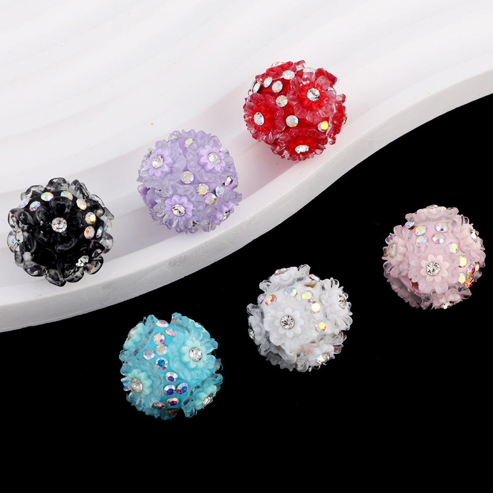 Floral Bubblegum Beads 19mm Little Daisy Cluster Rhinestone 10pcs 4
