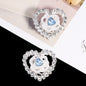 Hollow Floral Heart Rhinestone Beads 25mm Alloy Base 3pcs 8