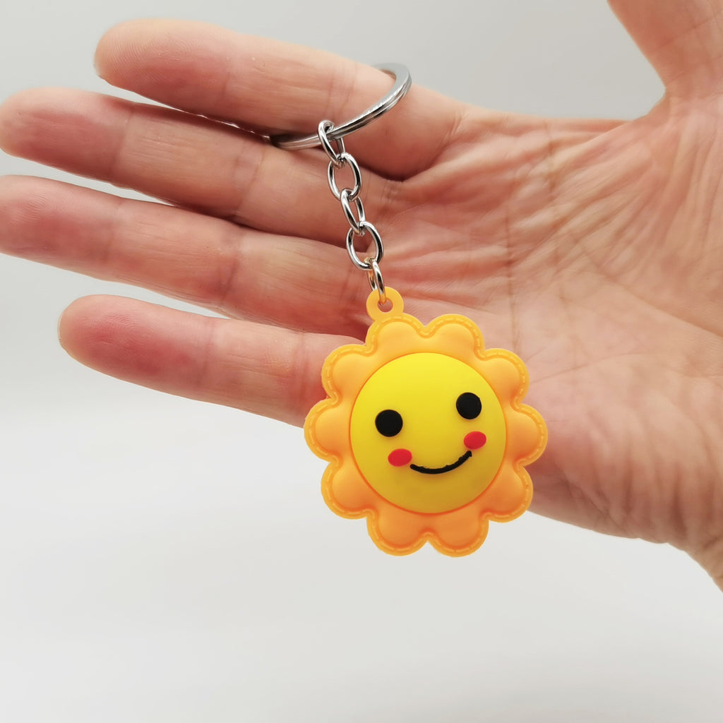 PVC Sun Moon Star Keychain Colorful Weather Shapes with Playful Faces 6