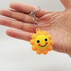 PVC Sun Moon Star Keychain Colorful Weather Shapes with Playful Faces 6