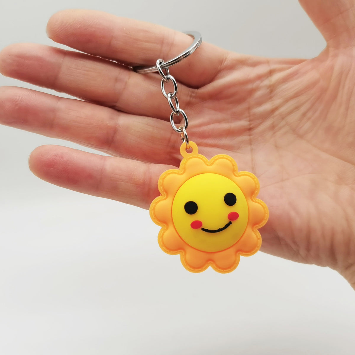 PVC Sun Moon Star Keychain Colorful Weather Shapes with Playful Faces 6