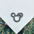 Cute Hollow Rhinestone Mickey Head Alloy Bead Frames 10pcs 6