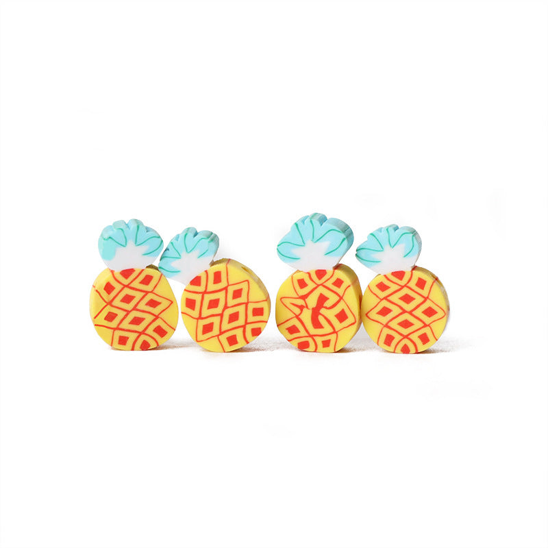 Pineapple Clay Beads 13mm Yellow Geometric Pattern 100pcs 5