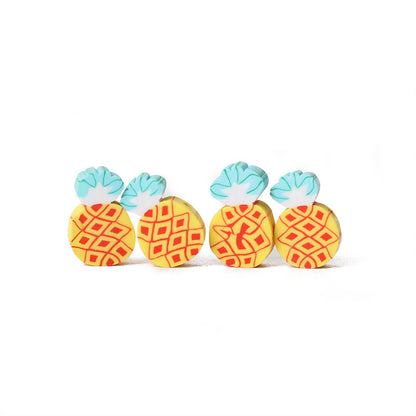 Pineapple Clay Beads 13mm Yellow Geometric Pattern 100pcs 5