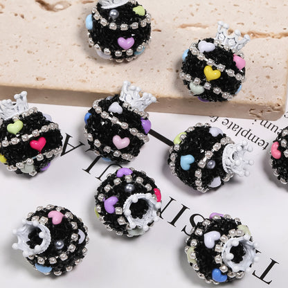 Crown Rhinestone Beads 19x24mm Colorful Heart Accents 5pcs 13