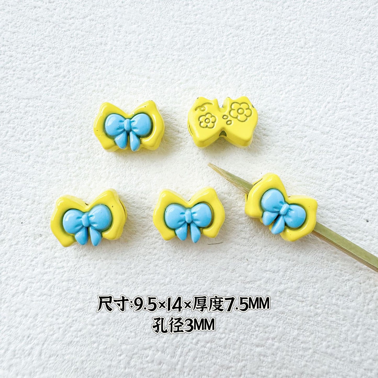Bow Metal Beads 14mm 16mm Baking Painted Two-Color Alloy 10pcs 14
